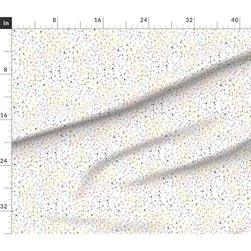 Spoonflower Fabric - Watercolor Rainbow Dots White Polka Dot Print...