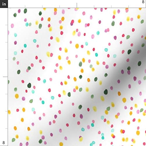 Spoonflower Fabric - Watercolor Rainbow Dots White Polka Dot Print...