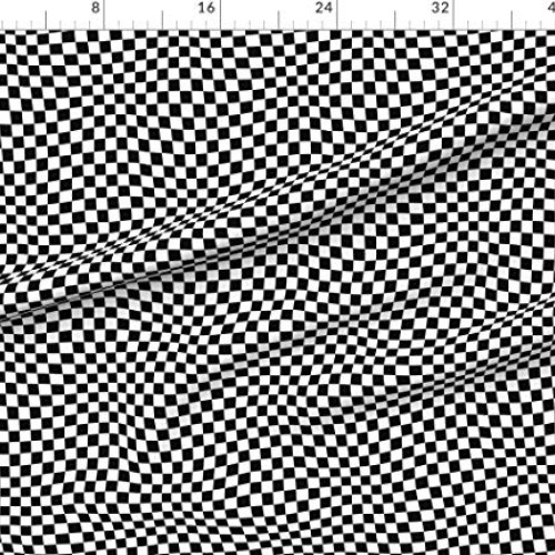 Spoonflower Fabric - Wavy Checkered Race Flag Racing Wave Car Chec...