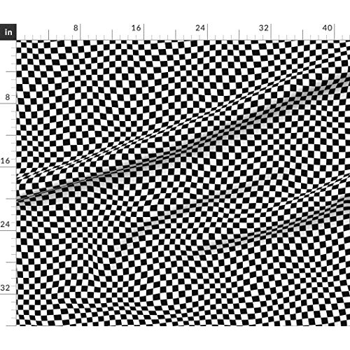 Spoonflower Fabric - Wavy Checkered Race Flag Racing Wave Car Chec...