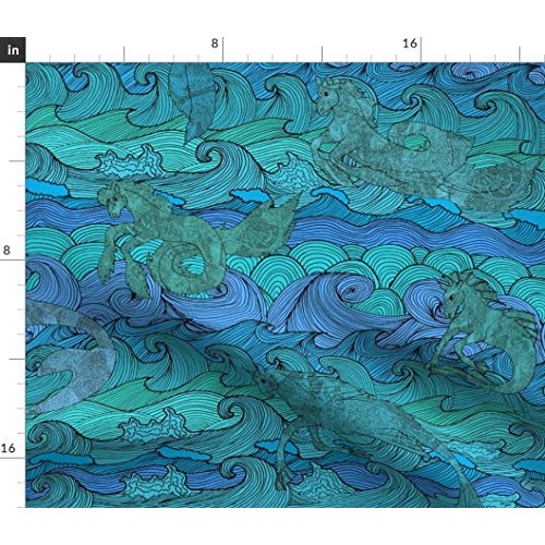 Spoonflower Fabric - Whimsical Waves Ocean Pattern Beach Theme The...