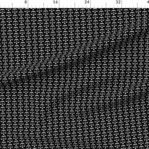 Spoonflower Fabric - White Scales Justice Black Law Courts Judge P...