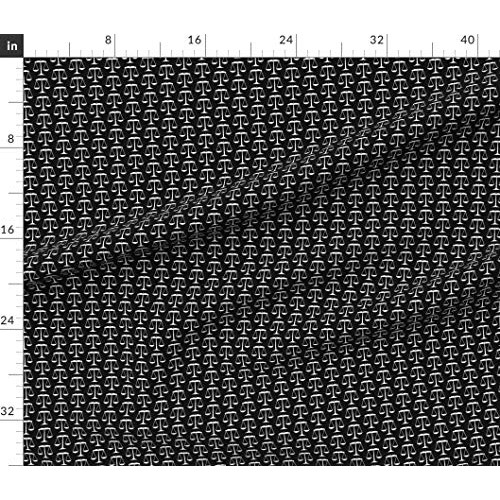 Spoonflower Fabric - White Scales Justice Black Law Courts Judge P...