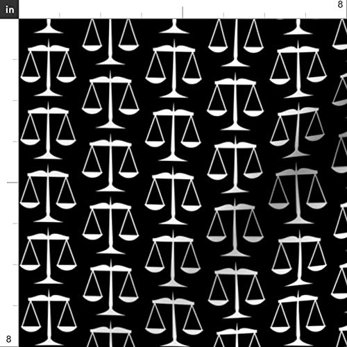 Spoonflower Fabric - White Scales Justice Black Law Courts Judge P...