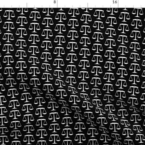 Spoonflower Fabric - White Scales Justice Black Law Courts Judge P...