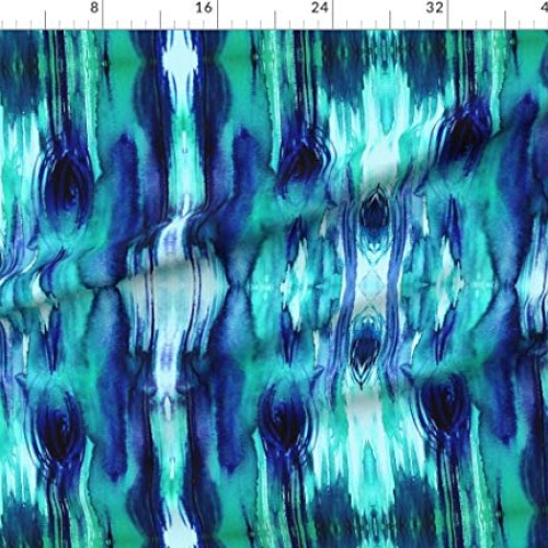 Spoonflower Fabric - Wood Watercolor Modern Farmhouse Teal Blue Ab...
