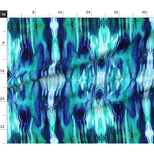 Spoonflower Fabric - Wood Watercolor Modern Farmhouse Teal Blue Ab...
