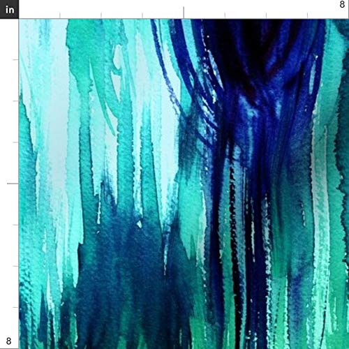 Spoonflower Fabric - Wood Watercolor Modern Farmhouse Teal Blue Ab...