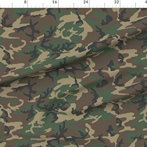 Spoonflower Fabric - Woodland Camo Army Abstract Printed on Petal ...