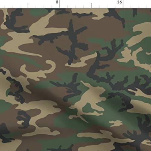 Spoonflower Fabric - Woodland Camo Army Abstract Printed on Petal ...