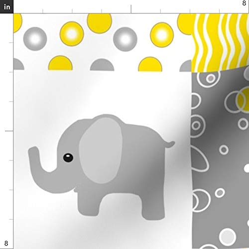 Spoonflower Fabric - Yellow Elephant Quilt Cheater Gender Neutral ...