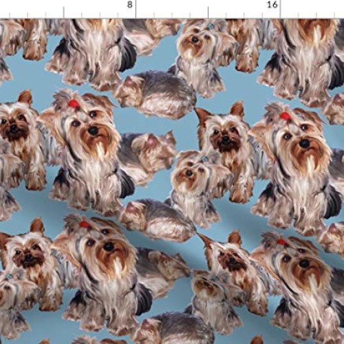 Spoonflower Fabric - Yorkshire Terrier Yorkies Dog Pet Dogs Printe...