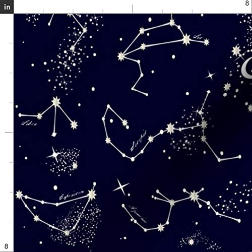 Spoonflower Fabric - Zodiac Constellations Night Navy Sky Stars Ce...