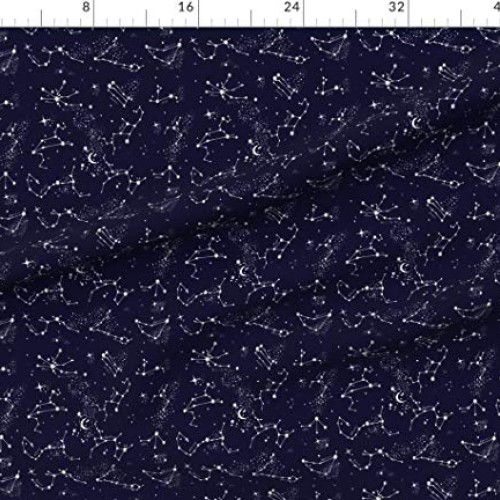 Spoonflower Fabric - Zodiac Constellations Night Navy Sky Stars Ce...