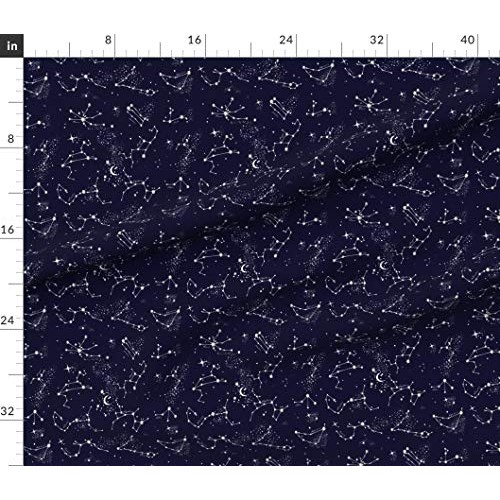 Spoonflower Fabric - Zodiac Constellations Night Navy Sky Stars Ce...
