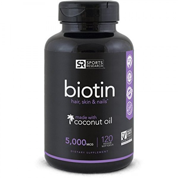 Biotin High Potency 5000mcg Per Veggie Softgel; Enhanced with Co...