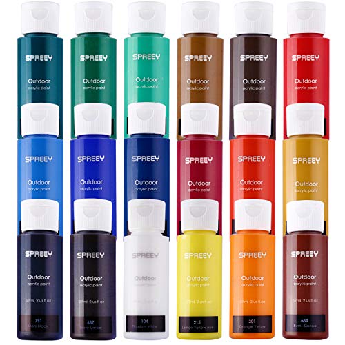 SPREEY Acrylic Paint Set of 18 Colors Large 18x59ml 2Oz for Pain...