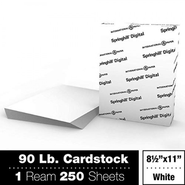 Springhill White 8.5” x 11” Cardstock Paper, 90lb, 163gsm, 250 She...