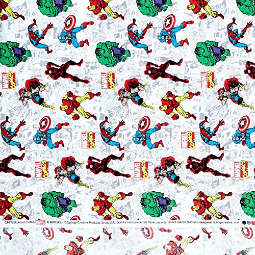 Springs Textiles Marvel Retro Comics Action Comic White Fabric Fab...