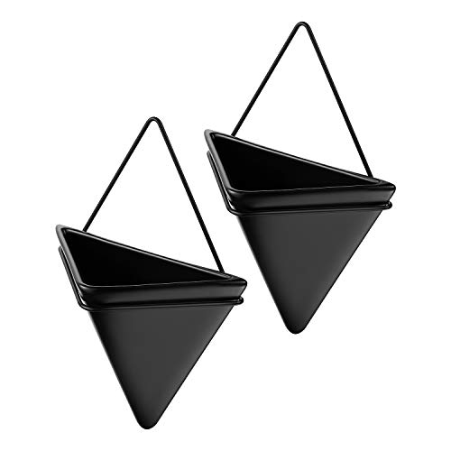 Black Large Wall Hanging Planter, Indoor Wall Decor Geometric Plan...