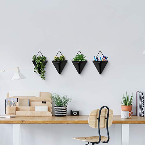 Black Large Wall Hanging Planter, Indoor Wall Decor Geometric Plan...