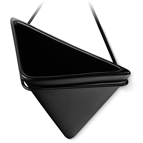 Black Large Wall Hanging Planter, Indoor Wall Decor Geometric Plan...