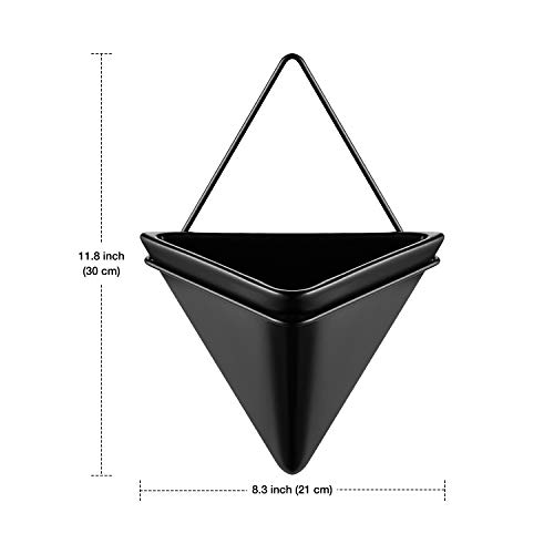Black Large Wall Hanging Planter, Indoor Wall Decor Geometric Plan...