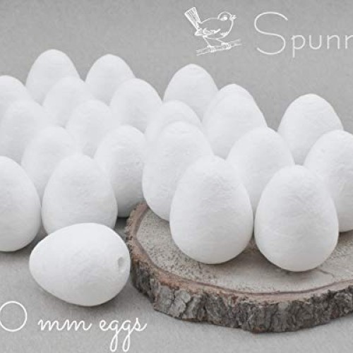 Spun Cotton Eggs 30 mm Tall - 22 Pieces Value Pack - SPUNNYS