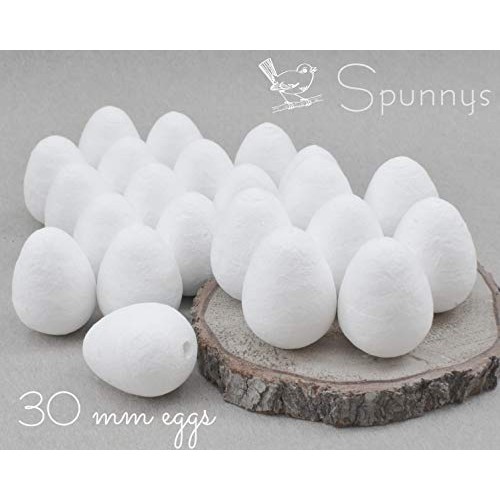 Spun Cotton Eggs 30 mm Tall - 22 Pieces Value Pack - SPUNNYS