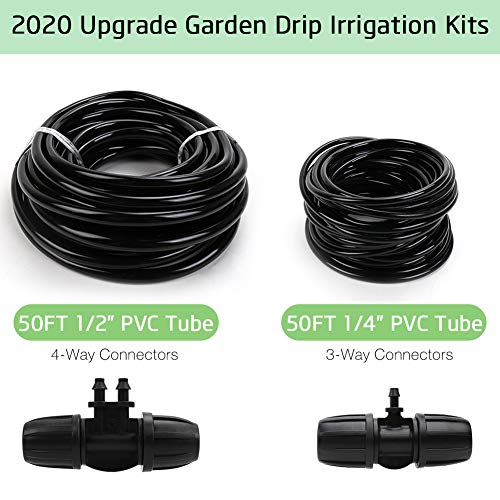 Garden Irrigation System,100ft 1/2 & 1/4 Tubing Drip Irrigation ...