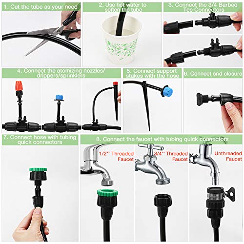 Garden Irrigation System,100ft 1/2 & 1/4 Tubing Drip Irrigation ...