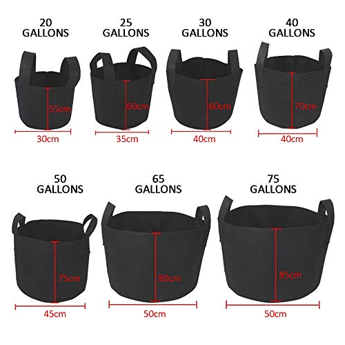 SSXY 1-Pack 65 Gallon Plant Grow Bags, Premium Series Thichkened N...