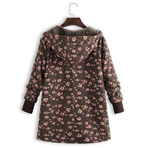 Womens Winter Parka Jacket Warm Vintage Floral Print Hooded Sherp...