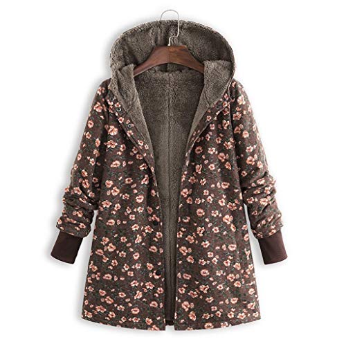 Womens Winter Parka Jacket Warm Vintage Floral Print Hooded Sherp...