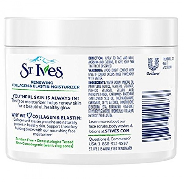 St Ives Collagen Elastin Face Moisturizer Timeless Skin 10 oz Jar ...