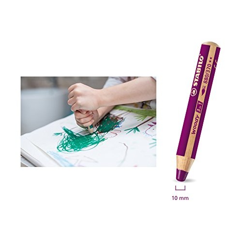 STABILO Woody 3-in-1 Colored Pencils, 10 mm Lead - 10-Color Set
