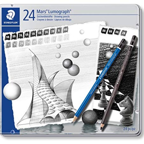 Staedtler 100G24S Mars Lumograph Drawing Pencils 24/Pkg