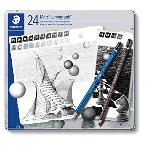 Staedtler 100G24S Mars Lumograph Drawing Pencils 24/Pkg