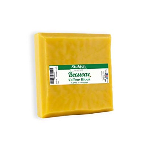 Stakich Yellow Beeswax Block - Natural, Triple Filtered - 1 Pound
