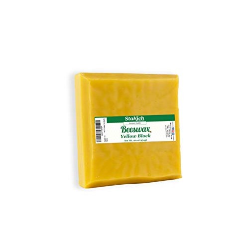 Stakich Yellow Beeswax Block - Natural, Triple Filtered - 1 Pound