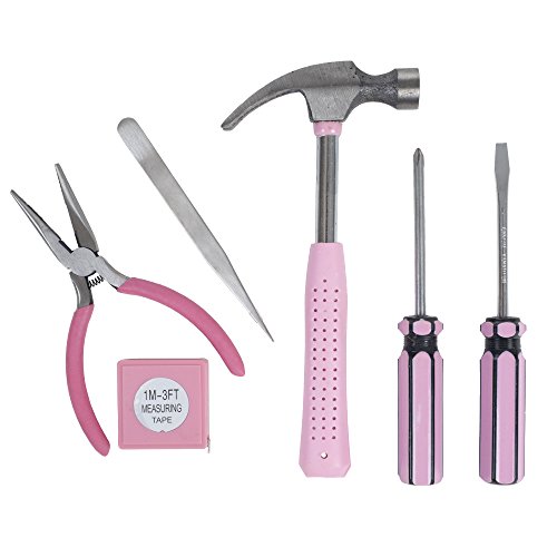 Household Hand Tools, Pink Tool Set - 9 Piece by Stalwart, Set Inc...