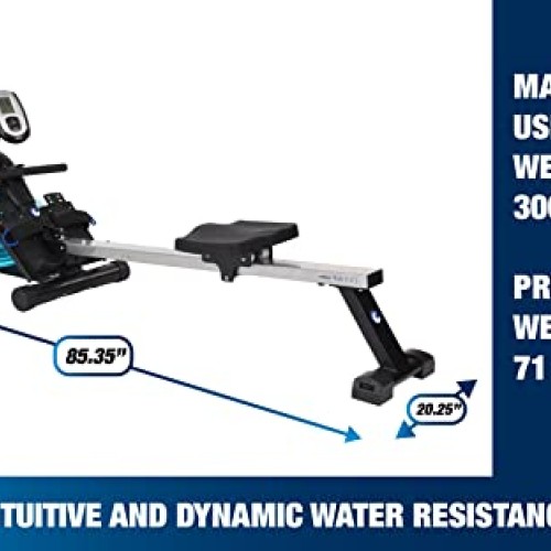 Stamina Elite Wave Water Rowing Machine Foldable Rower w/ Fitness ...