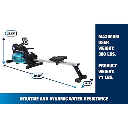 Stamina Elite Wave Water Rowing Machine Foldable Rower w/ Fitness ...