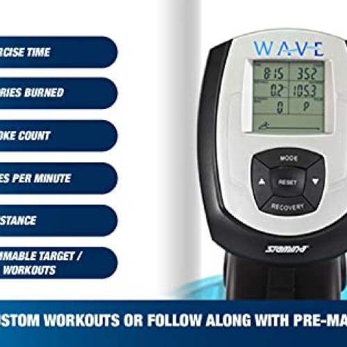 Stamina Elite Wave Water Rowing Machine Foldable Rower w/ Fitness ...