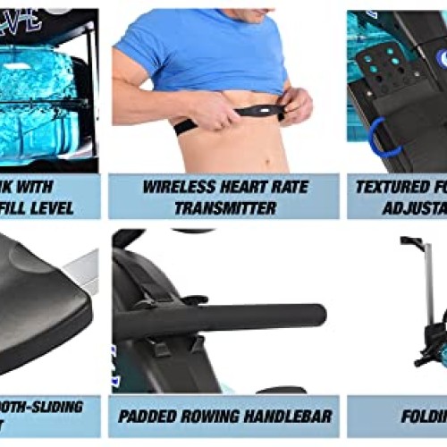 Stamina Elite Wave Water Rowing Machine Foldable Rower w/ Fitness ...
