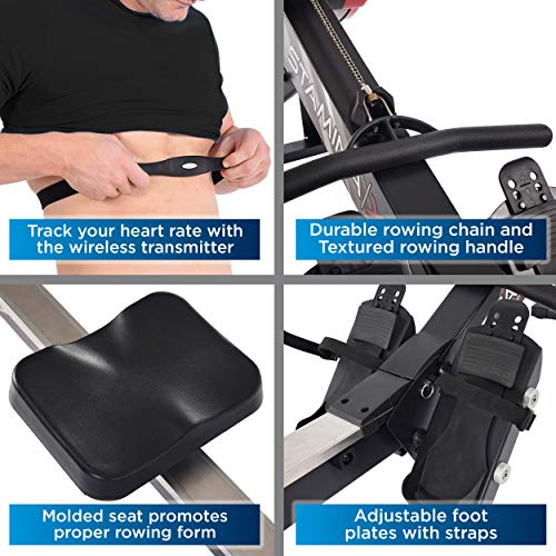 Stamina X AMRAP Rower Machine with Smart Workout App - Foldable Ro...