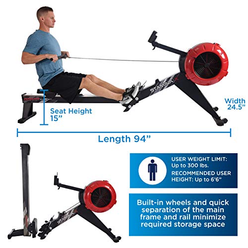 Stamina X AMRAP Rower Machine with Smart Workout App - Foldable Ro...