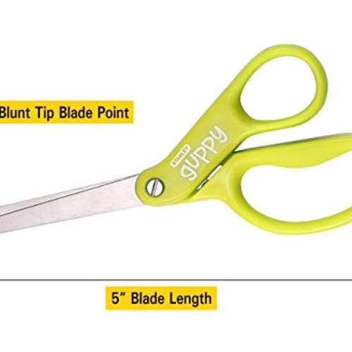 Stanley Guppy 5-Inch Blunt Tip Kids Scissors, Assorted Colors - Pa...
