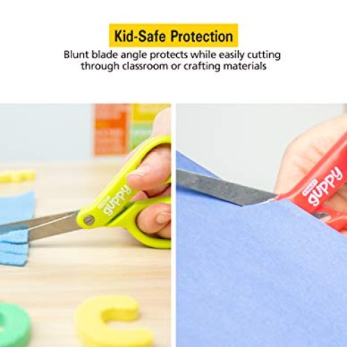 Stanley Guppy 5-Inch Blunt Tip Kids Scissors, Assorted Colors - Pa...