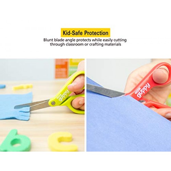 Stanley Guppy 5-Inch Blunt Tip Kids Scissors, Assorted Colors - Pa...